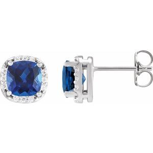 Cushion Halo-Style Stud Earrings