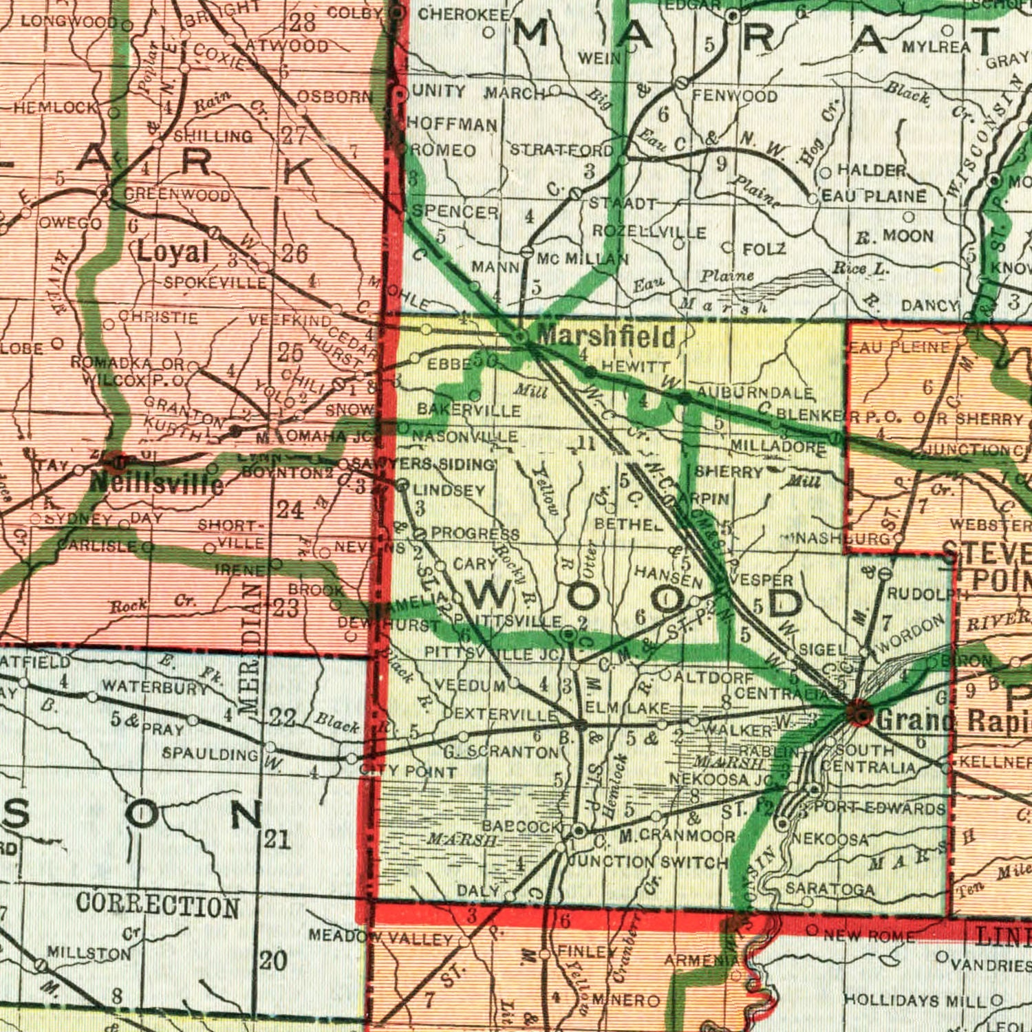 Vintage Map of Wisconsin 1913