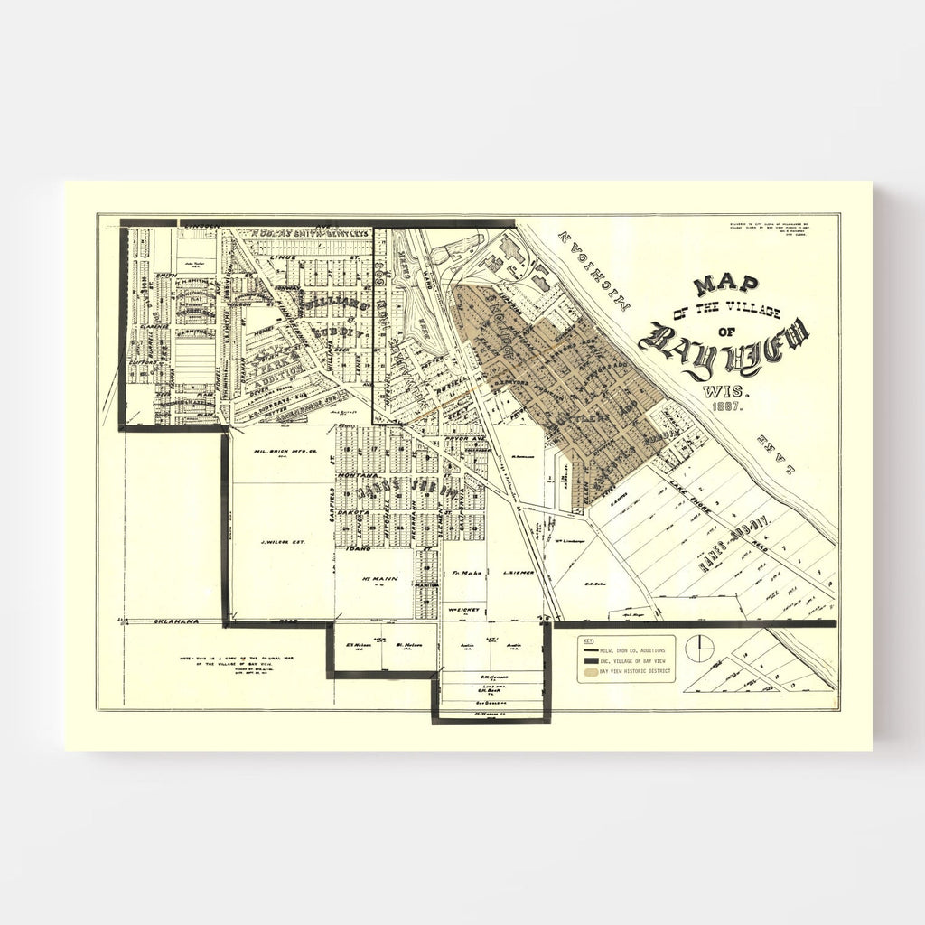 Vintage Map of Bay View, Wisconsin 1919