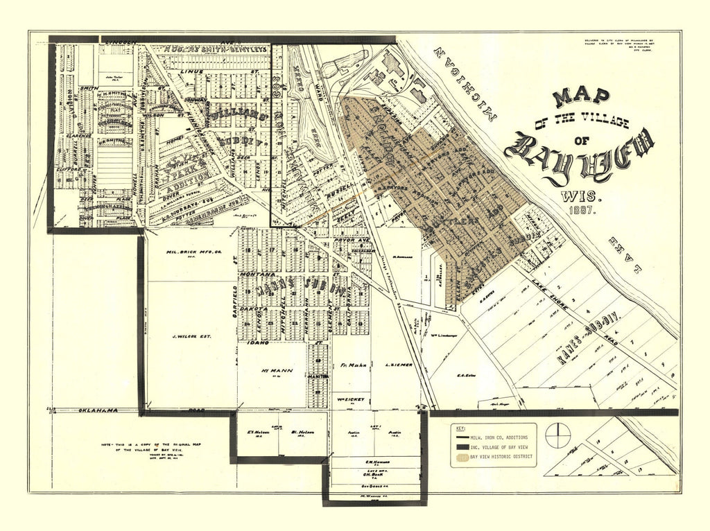 Vintage Map of Bay View, Wisconsin 1919