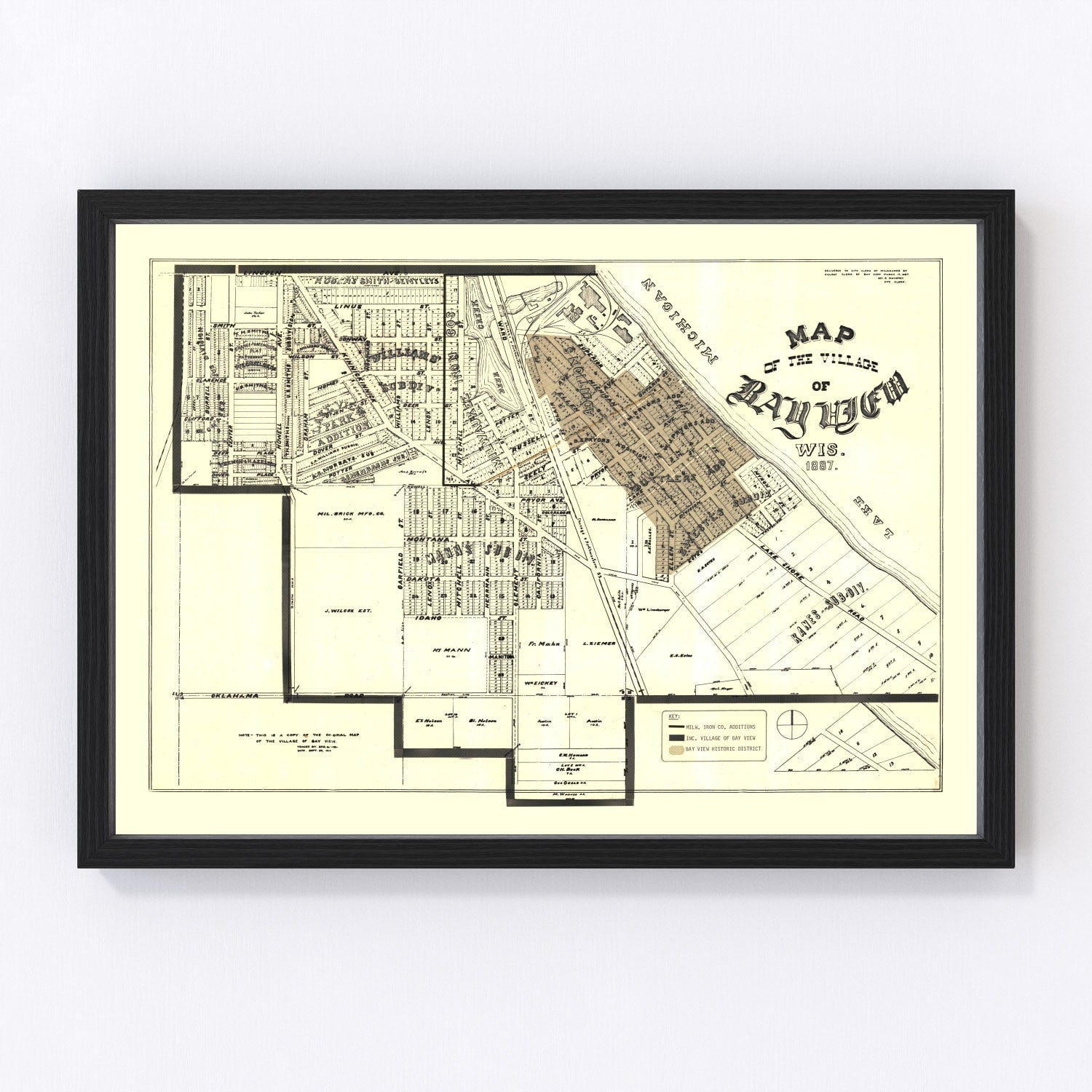 Vintage Map of Bay View, Wisconsin 1919