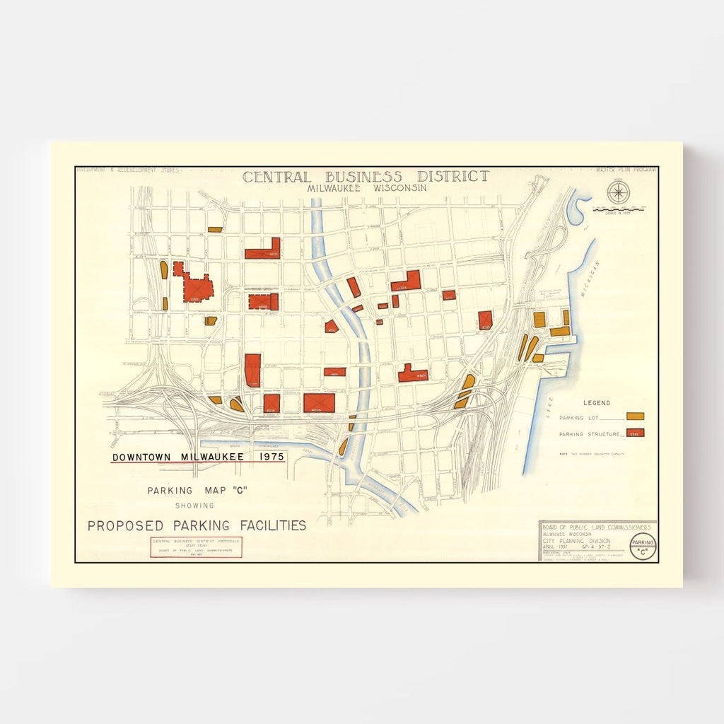 Vintage Map of Milwaukee, Wisconsin 1957