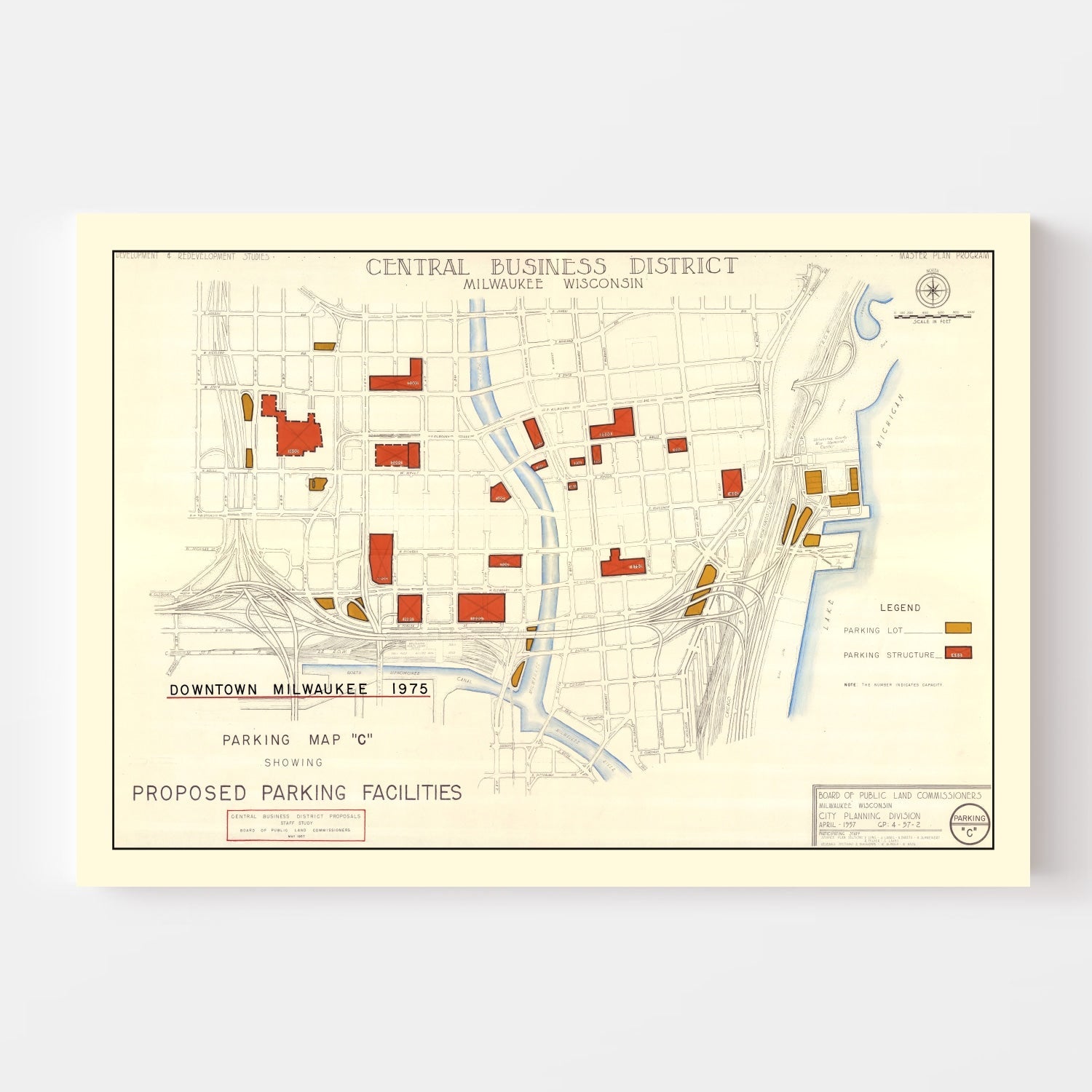 Vintage Map of Milwaukee, Wisconsin 1957