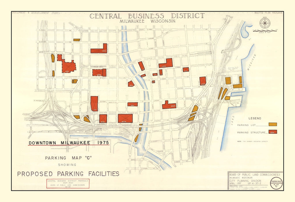 Vintage Map of Milwaukee, Wisconsin 1957