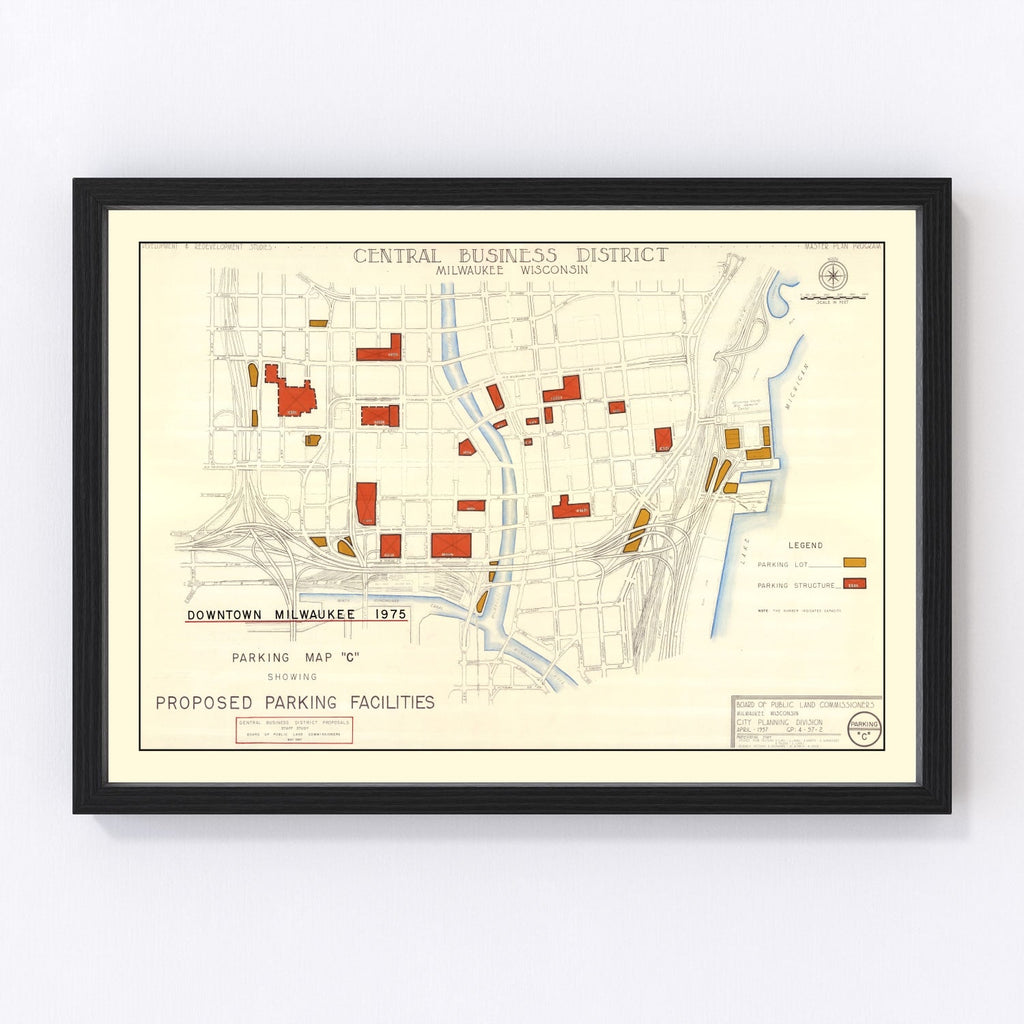 Vintage Map of Milwaukee, Wisconsin 1957