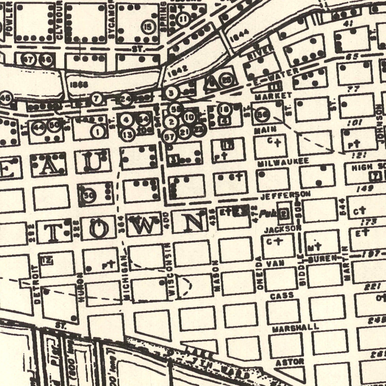 Vintage Map of Milwaukee, Wisconsin 1870
