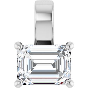 18K White Gold 8x6 mm Emerald Charm/Pendant Mounting