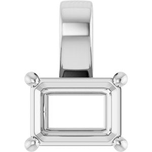 Sterling Silver 8x6 mm Emerald Charm/Pendant Mounting – image 2