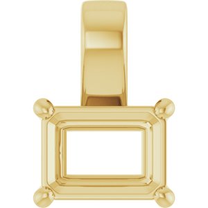 18K Yellow Gold 8x6 mm Emerald Charm/Pendant Mounting – image 2