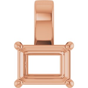 14K Rose Gold 8x6 mm Emerald Charm/Pendant Mounting – image 2
