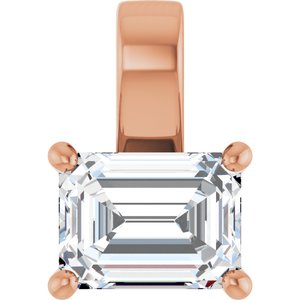 14K Rose Gold 8x6 mm Emerald Charm/Pendant Mounting