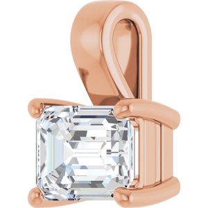 18K Rose Gold 8x6 mm Emerald Charm/Pendant Mounting – image 3
