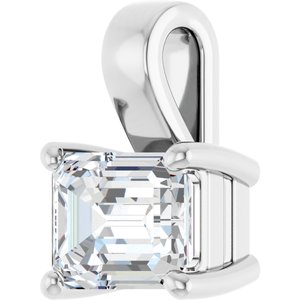 18K White Gold 8x6 mm Emerald Charm/Pendant Mounting – image 3