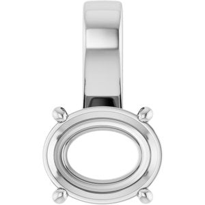 14K White Gold 11x9 mm Oval Charm/Pendant Mounting – image 2