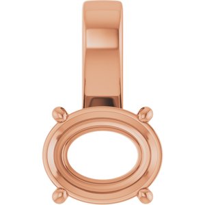 14K Rose Gold 11x9 mm Oval Charm/Pendant Mounting – image 2