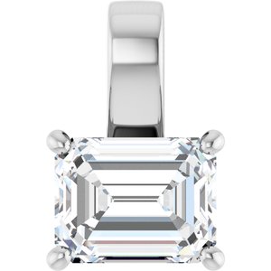 14K X1 White Gold 9x7 mm Emerald Charm/Pendant Mounting