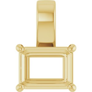 10K Yellow Gold 9x7 mm Emerald Charm/Pendant Mounting – image 2