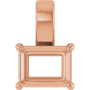 18K Rose Gold 9x7 mm Emerald Charm/Pendant Mounting – image 2