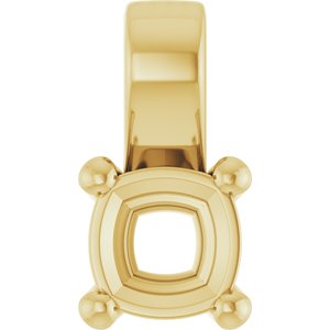 18K Yellow Gold 5 mm Cushion Charm/Pendant Mounting – image 2