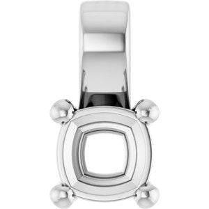 14K White Gold 5 mm Cushion Charm/Pendant Mounting – image 2