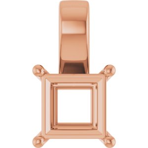 18K Rose Gold 7 mm Square Charm/Pendant Mounting – image 2