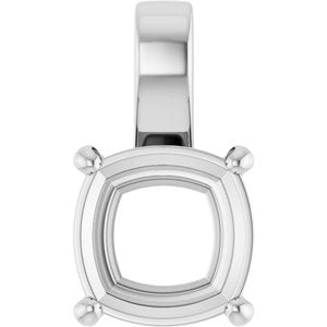 10K White Gold 12 mm Cushion Charm/Pendant Mounting – image 2