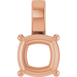 10K Rose Gold 12 mm Cushion Charm/Pendant Mounting – image 2
