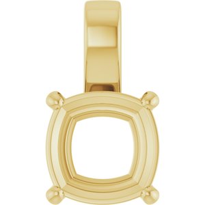 14K Yellow Gold 12 mm Cushion Charm/Pendant Mounting – image 2