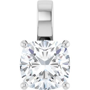 14K White Gold 12 mm Cushion Charm/Pendant Mounting