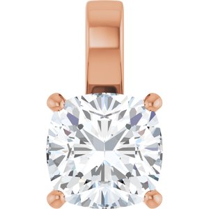 10K Rose Gold 12 mm Cushion Charm/Pendant Mounting