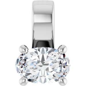 14K X1 White Gold 6x4 mm Oval Charm/Pendant Mounting