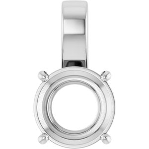 10K White Gold 12 mm Round Charm/Pendant Mounting – image 2