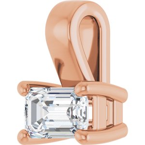14K Rose Gold 5x3 mm Emerald Charm/Pendant Mounting – image 3