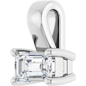 14K White Gold 5x3 mm Emerald Charm/Pendant Mounting – image 3