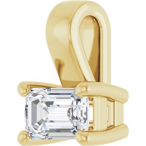 18K Yellow Gold 5x3 mm Emerald Charm/Pendant Mounting – image 3
