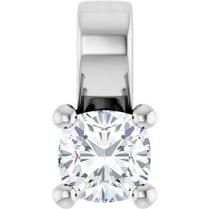 14K White Gold 4 mm Cushion Charm/Pendant Mounting