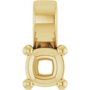 14K Yellow Gold 4 mm Cushion Charm/Pendant Mounting – image 2