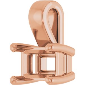 18K Rose Gold 6x4 mm Emerald Charm/Pendant Mounting – image 4