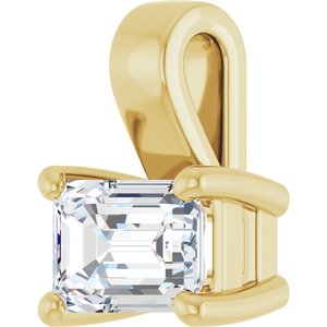18K Yellow Gold 6x4 mm Emerald Charm/Pendant Mounting – image 3