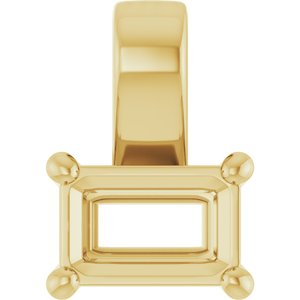 10K Yellow Gold 6x4 mm Emerald Charm/Pendant Mounting – image 2