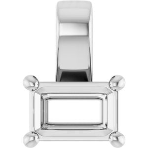 14K White Gold 6x4 mm Emerald Charm/Pendant Mounting – image 2