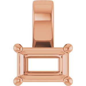 18K Rose Gold 6x4 mm Emerald Charm/Pendant Mounting – image 2