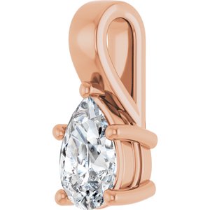 18K Rose Gold 9x6 mm Pear Charm/Pendant Mounting – image 3