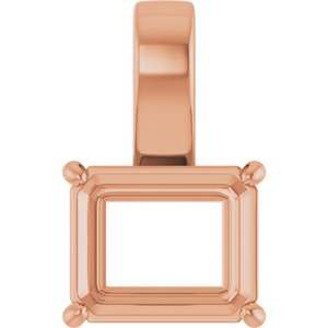 18K Rose Gold 12x10 mm Emerald Charm/Pendant Mounting – image 2
