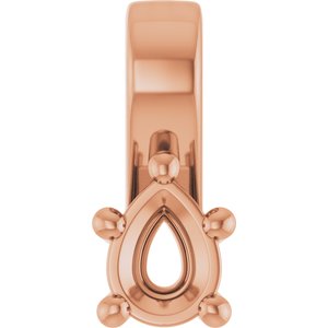 18K Rose Gold 4x3 mm Pear Charm/Pendant Mounting – image 2