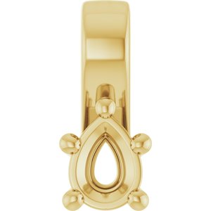 18K Yellow Gold 4x3 mm Pear Charm/Pendant Mounting – image 2
