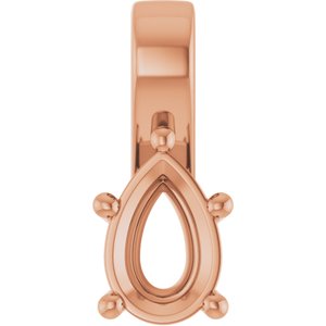 18K Rose Gold 9x6 mm Pear Charm/Pendant Mounting – image 2