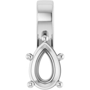 10K White Gold 9x6 mm Pear Charm/Pendant Mounting – image 2