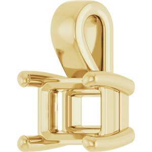 14K Yellow Gold 7x5 mm Emerald Charm/Pendant Mounting – image 4