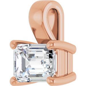14K Rose Gold 7x5 mm Emerald Charm/Pendant Mounting – image 3